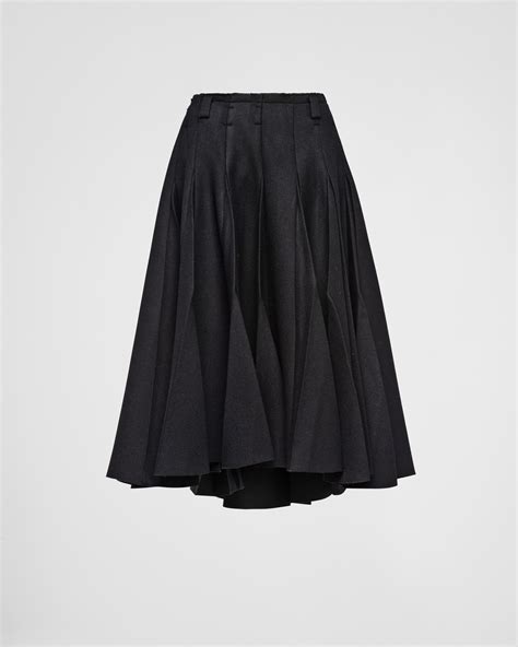 prada black pleated skirt|Prada denim skirt.